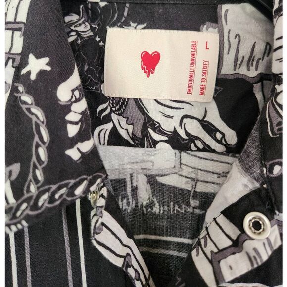 Emotionally Unavailable Rodeo Bandana Pearl Snap Front Shirt Size Large - Picture 4 of 5